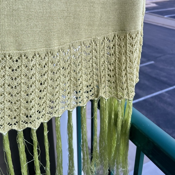 🆕 🇮🇹 Silk Cashmere Cotton 🍋‍🟩 Portolano Luxury Knitted with Tassels Poncho - Picture 9 of 10